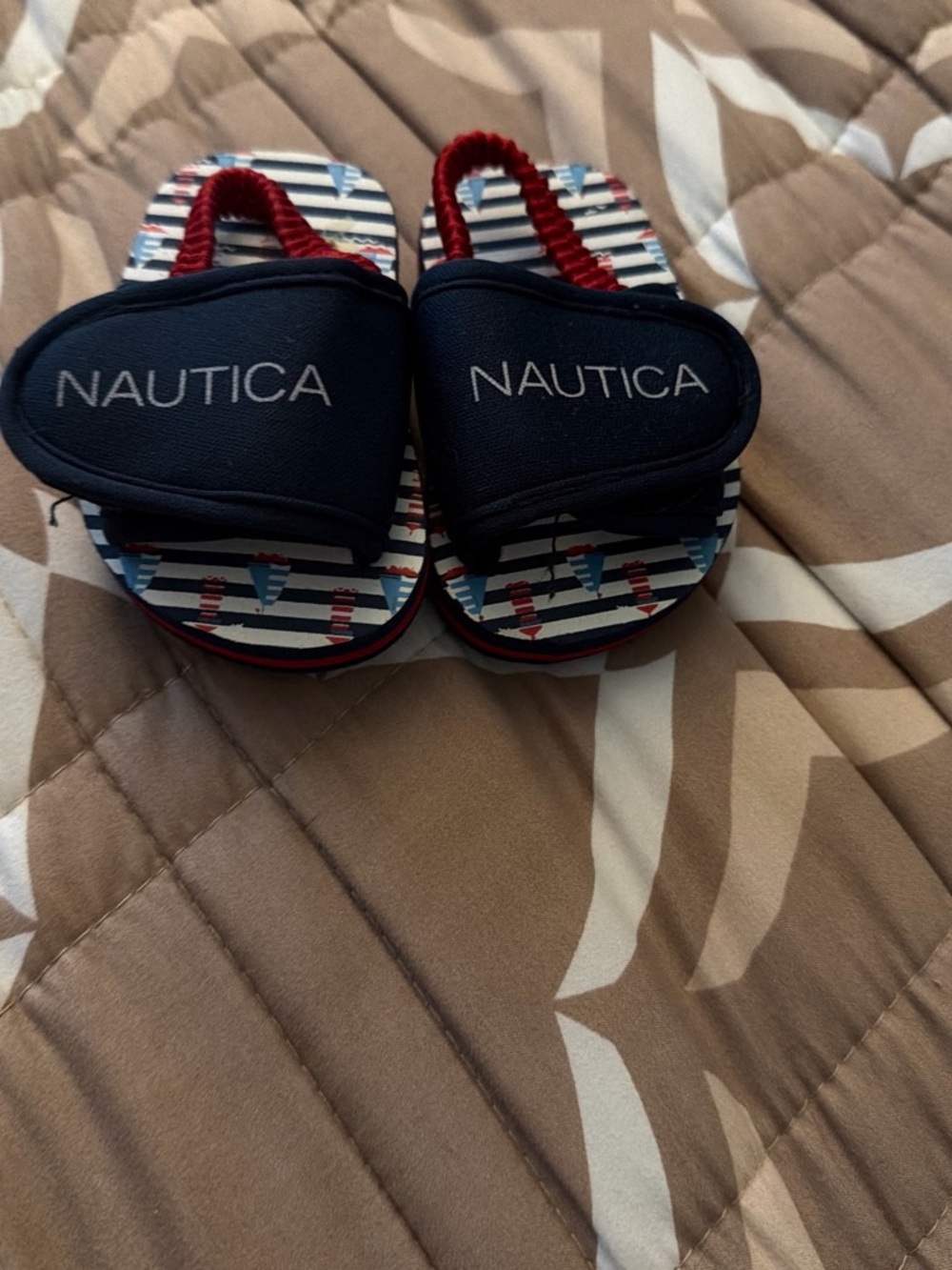 Nautica Navy and Red Striped Toddler Sandals